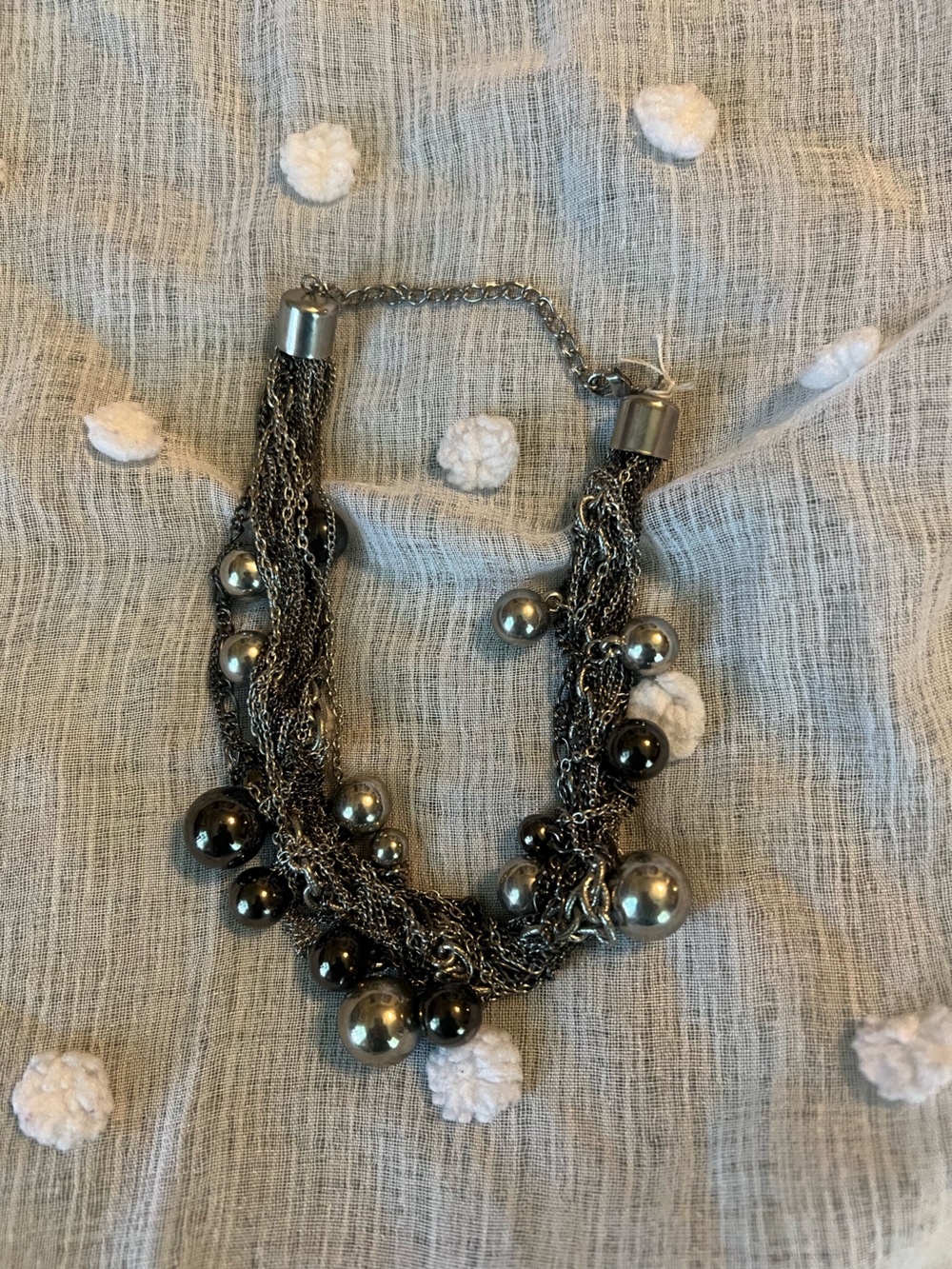 Multi-Strand Gunmetal Ball Statement Necklace - Women Jewelry